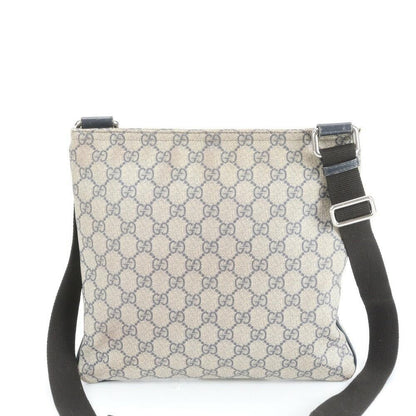 GUCCI Shoulder Bag Purse GG Supreme Leather Coated Canvas Navy Authentic