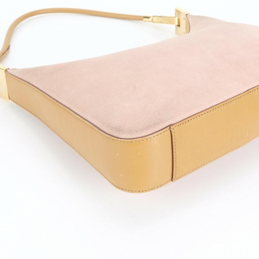 GUCCI Hand Shoulder Bag Tote Purse Leather Pink Brown Authentic