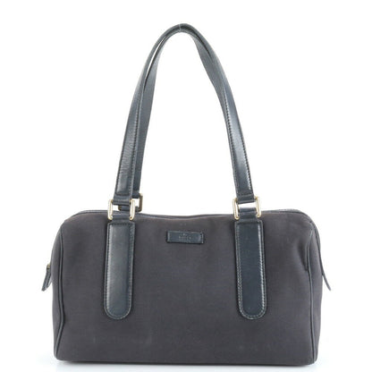GUCCI Hand Bag Tote Purse Mini Boston Canvas Leather Navy Authentic