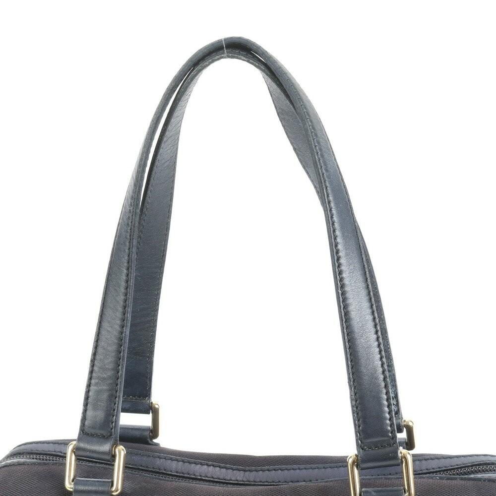 GUCCI Hand Bag Tote Purse Mini Boston Canvas Leather Navy Authentic