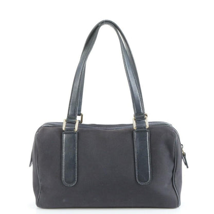 GUCCI Hand Bag Tote Purse Mini Boston Canvas Leather Navy Authentic