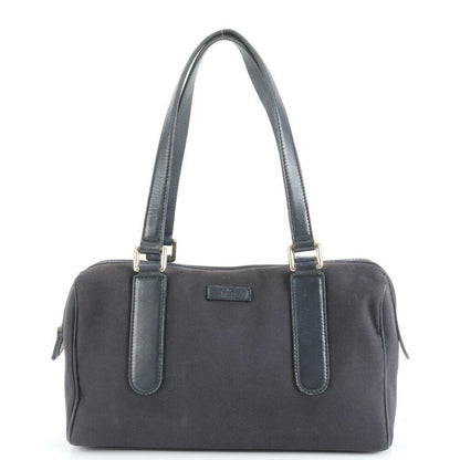 GUCCI Hand Bag Tote Purse Mini Boston Canvas Leather Navy Authentic