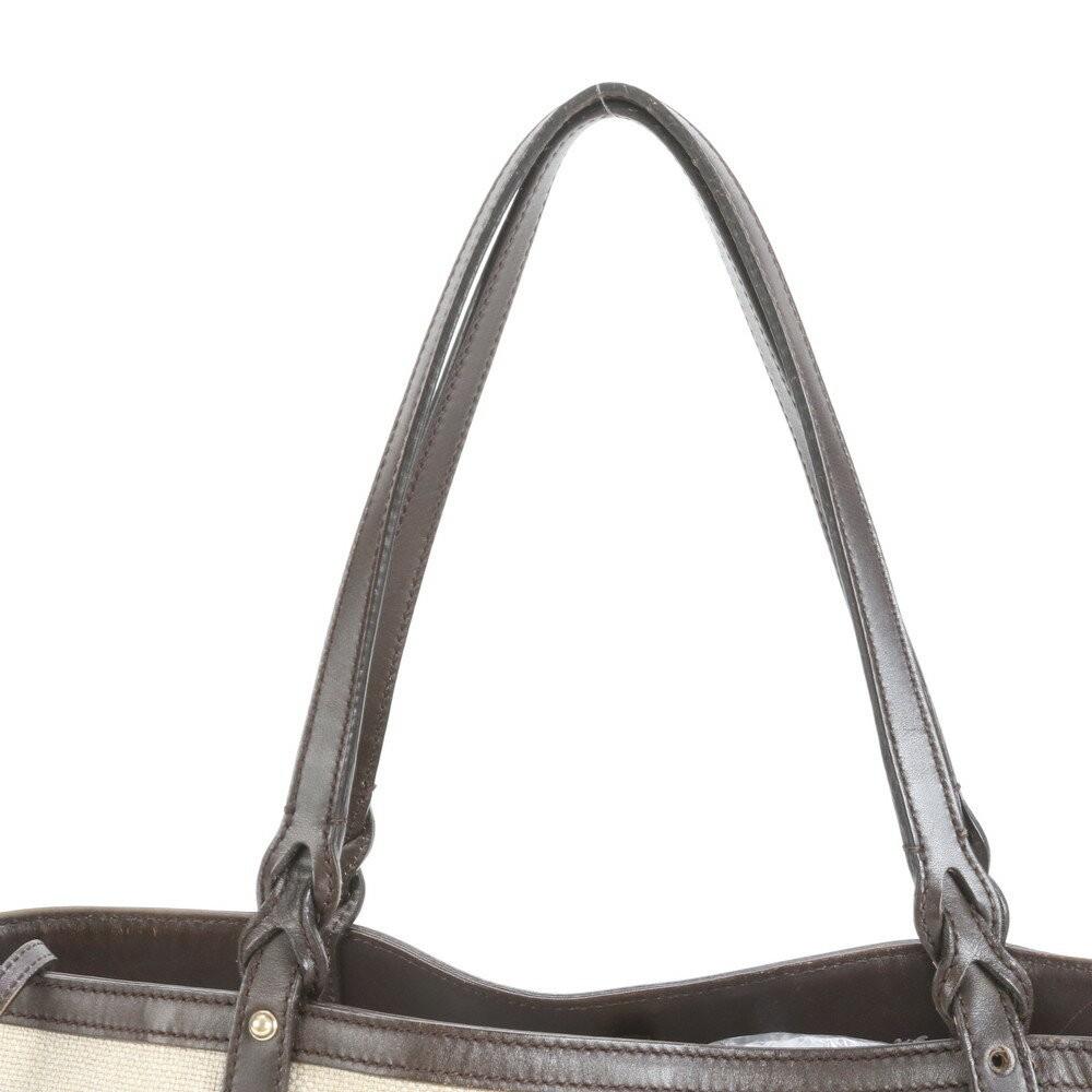 GUCCI Hand Bag Tote Purse Canvas Leather Beige Authentic