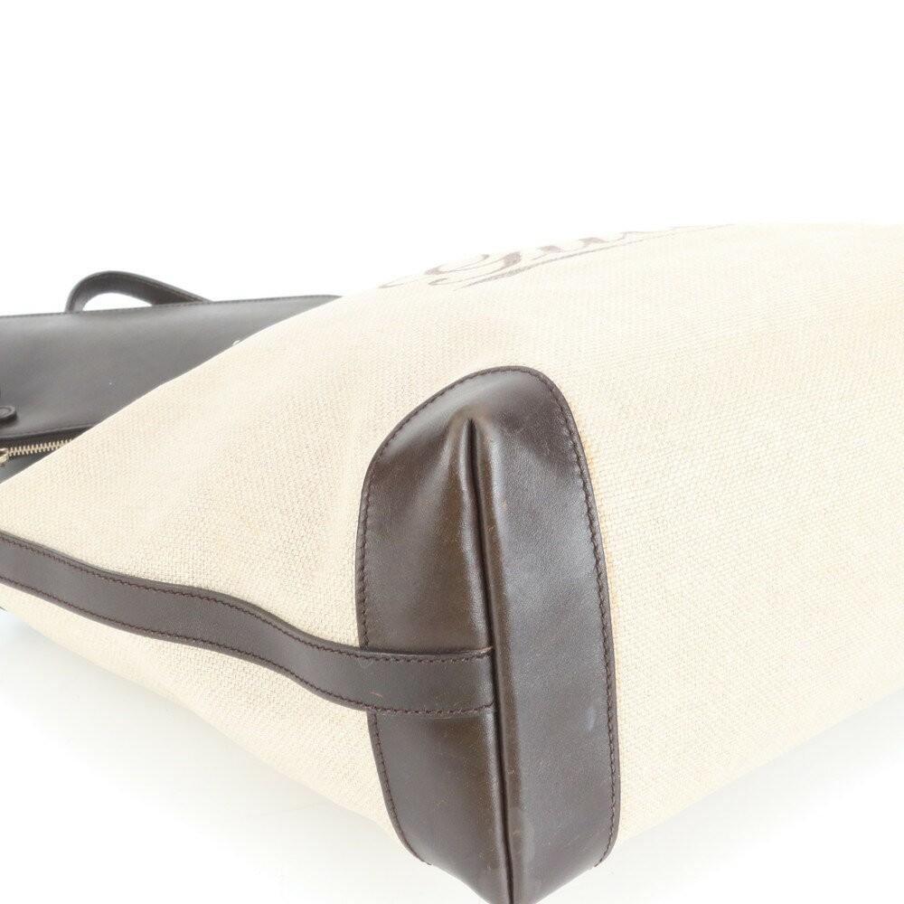 GUCCI Hand Bag Tote Purse Canvas Leather Beige Authentic