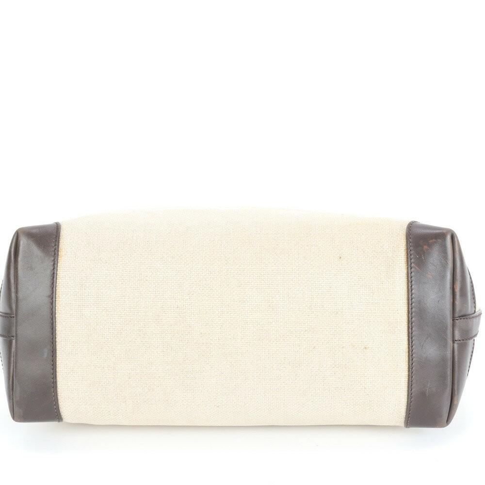 GUCCI Hand Bag Tote Purse Canvas Leather Beige Authentic