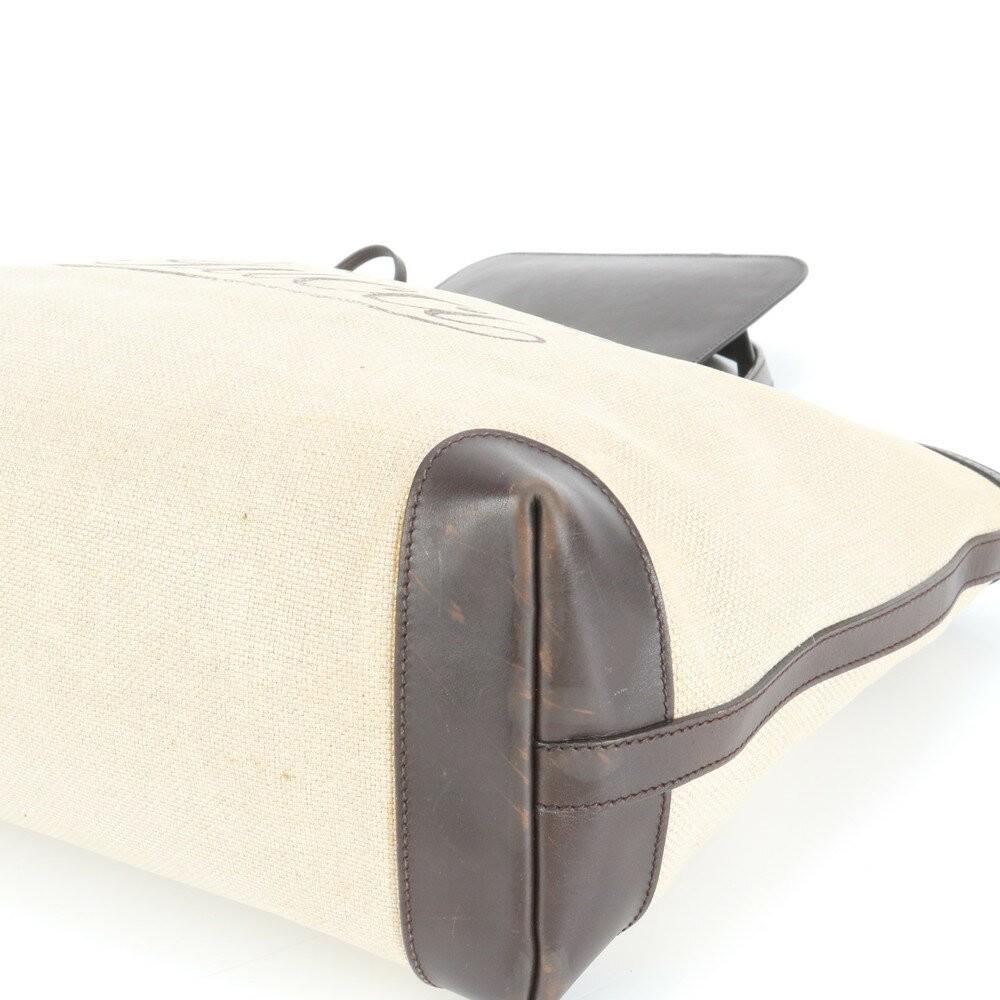 GUCCI Hand Bag Tote Purse Canvas Leather Beige Authentic