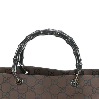 GUCCI Hand Bag Tote Purse Bamboo GG Brown Authentic