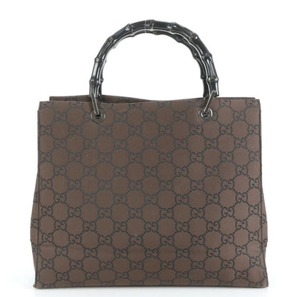 GUCCI Hand Bag Tote Purse Bamboo GG Brown Authentic