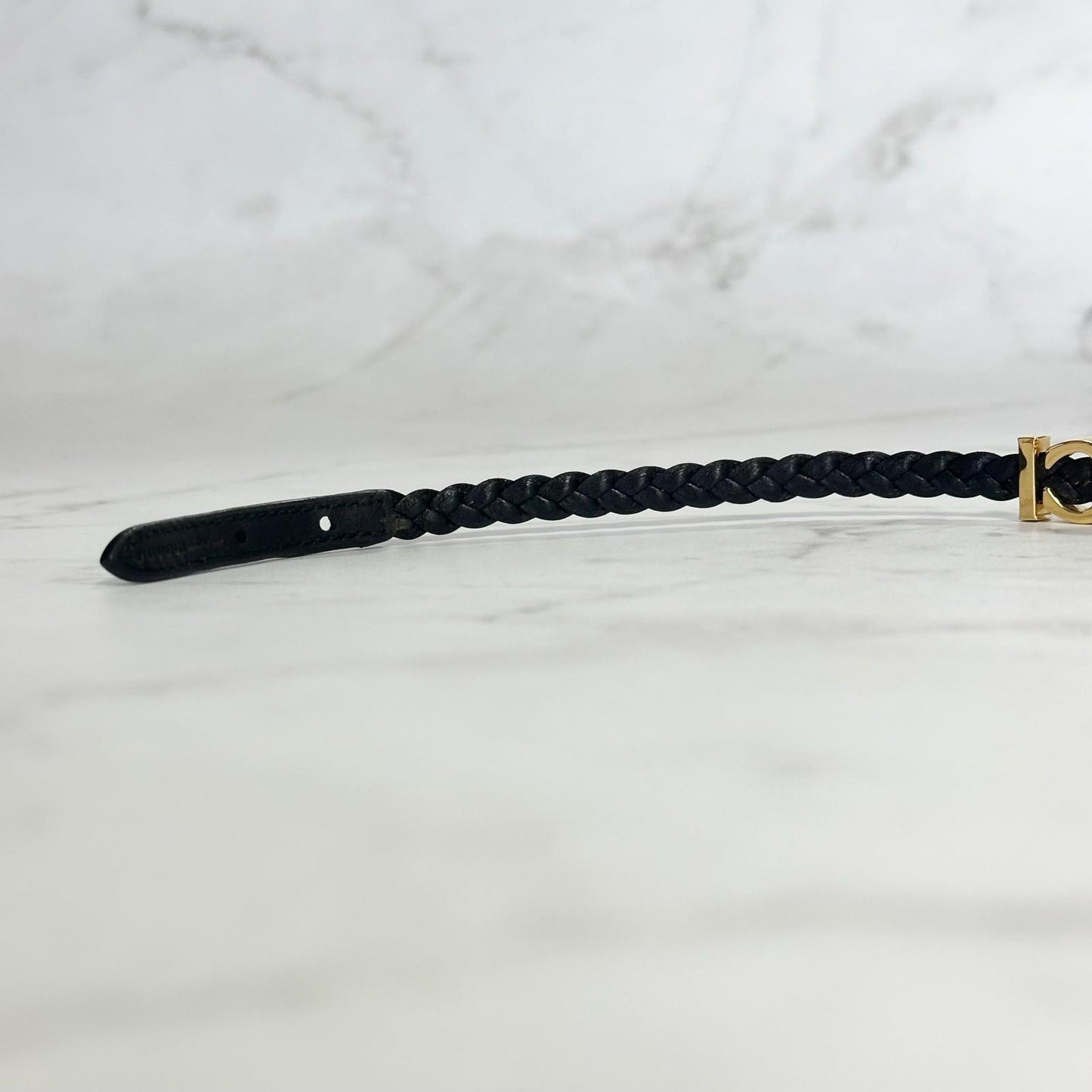GUCCI Choker Necklace Logo Leather Black Gold Accessory Women's Used Authentic