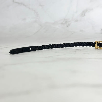 GUCCI Choker Necklace Logo Leather Black Gold Accessory Women's Used Authentic