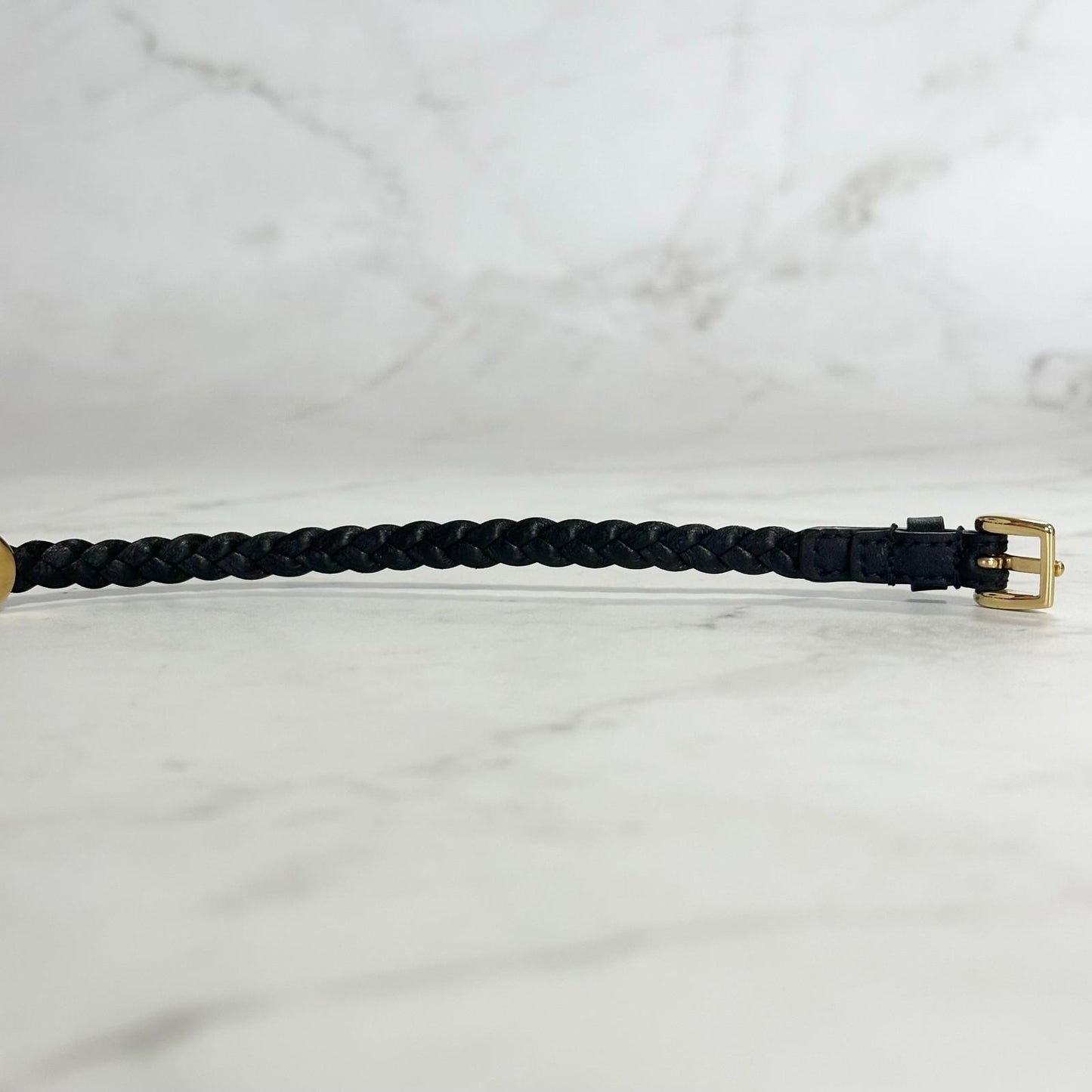 GUCCI Choker Necklace Logo Leather Black Gold Accessory Women's Used Authentic