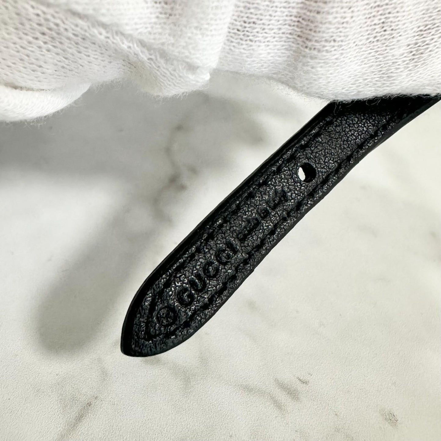 GUCCI Choker Necklace Logo Leather Black Gold Accessory Women's Used Authentic