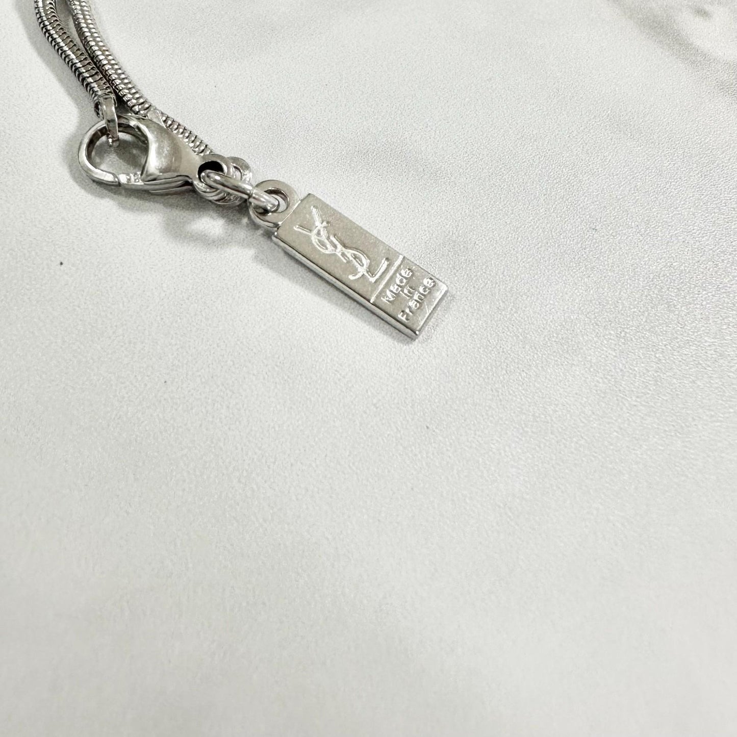 Saint Laurent Chain Necklace YSL Cassandra Silver Authentic Used Women's