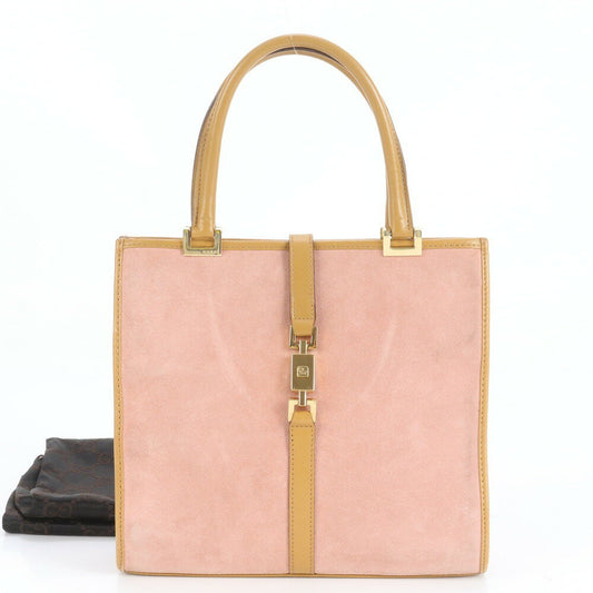 GUCCI Hand Bag Tote Purse Leather Pink Beige Authentic