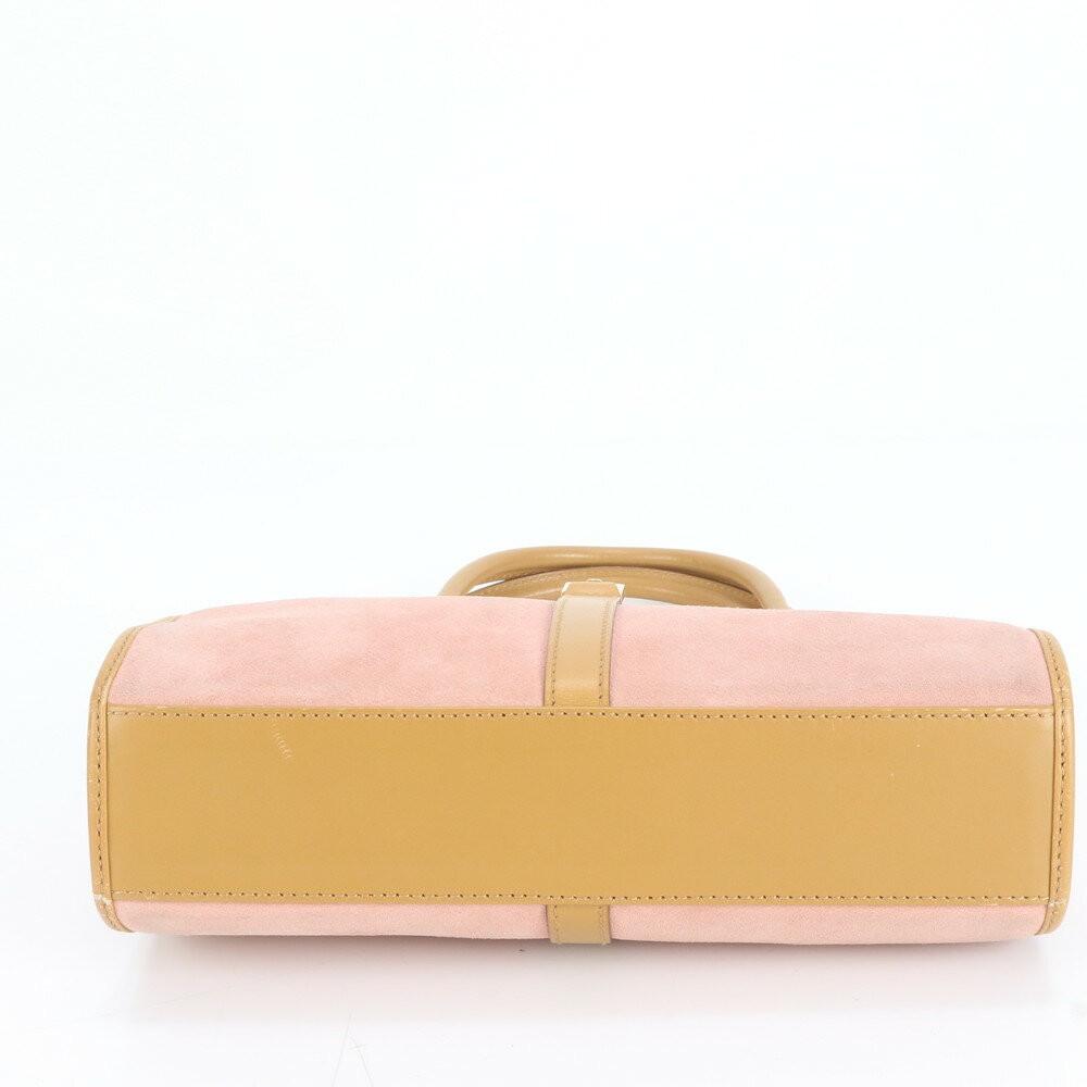 GUCCI Hand Bag Tote Purse Leather Pink Beige Authentic