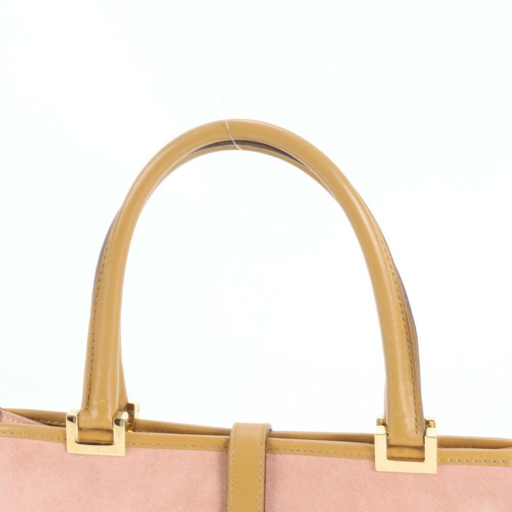 GUCCI Hand Bag Tote Purse Leather Pink Beige Authentic