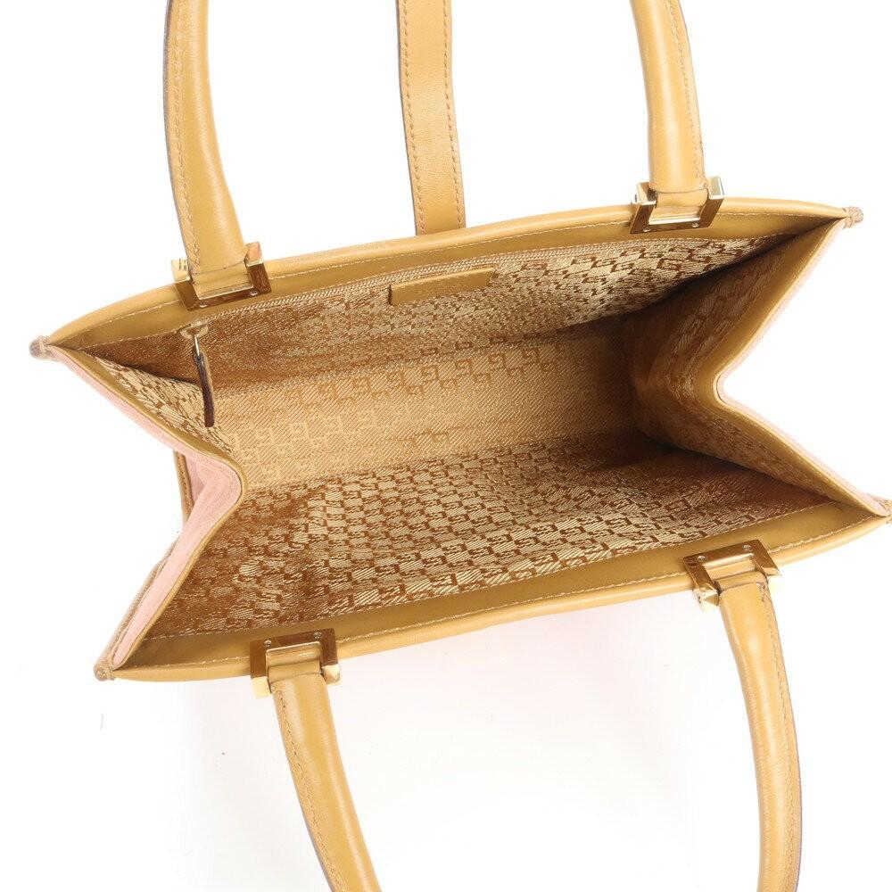 GUCCI Hand Bag Tote Purse Leather Pink Beige Authentic