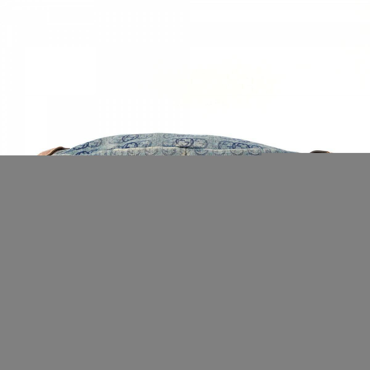 GUCCI Hand Bag Tote Purse Denim Blue Brown Authentic