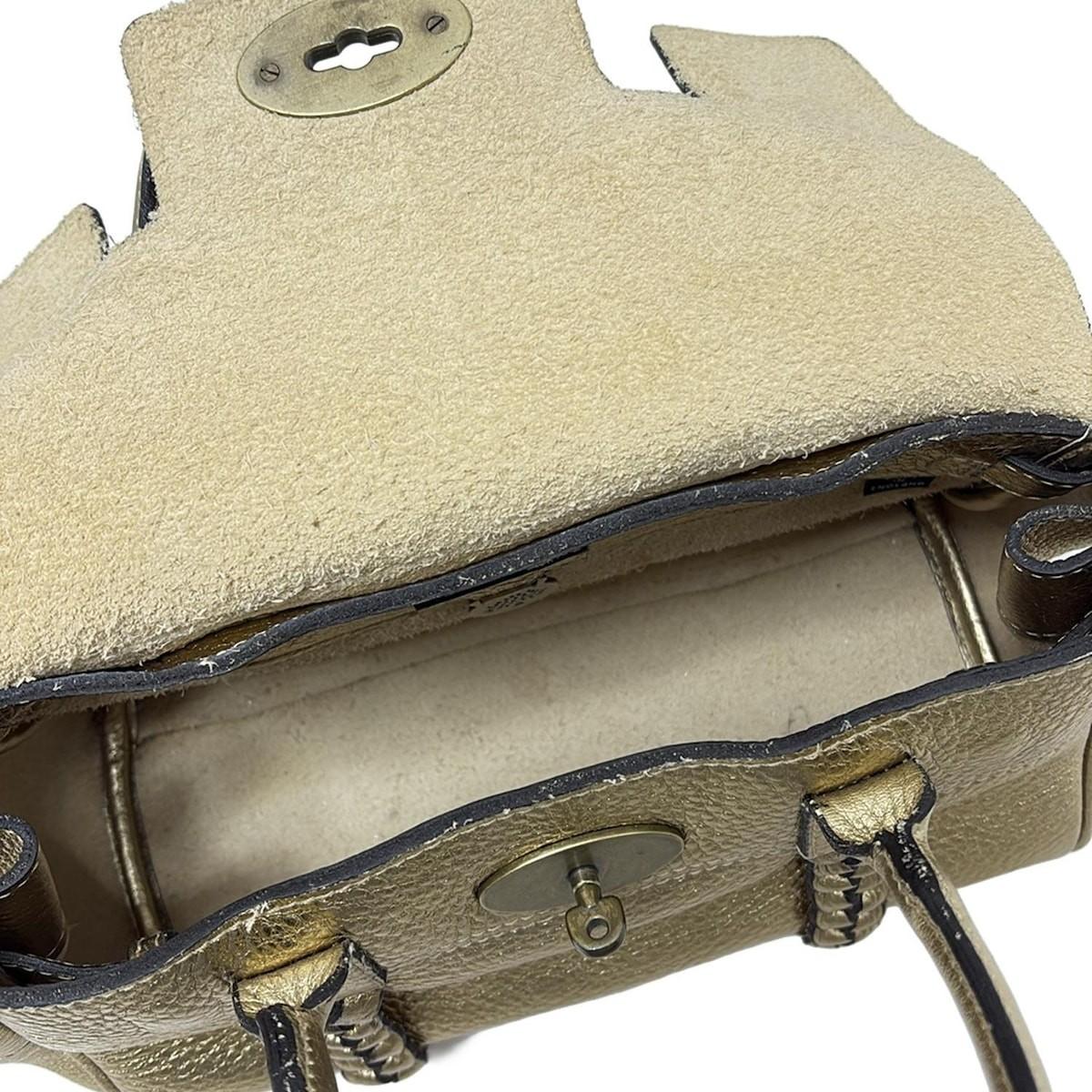 MULBERRY Hand Bag Tote Purse Bayswater Leather Gold Authentic