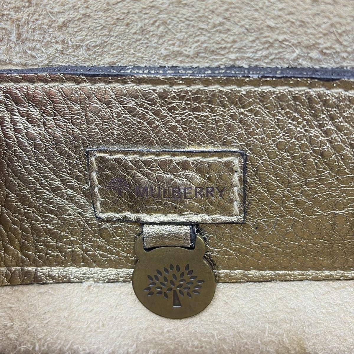 MULBERRY Hand Bag Tote Purse Bayswater Leather Gold Authentic