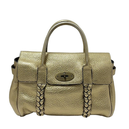 MULBERRY Hand Bag Tote Purse Bayswater Leather Gold Authentic