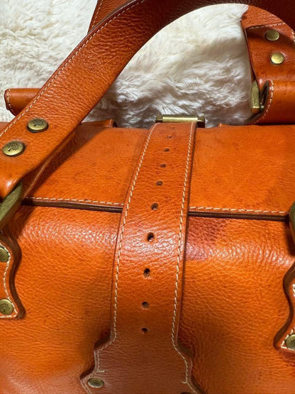 MULBERRY Hand Bag Tote Purse Leather Orange Authentic