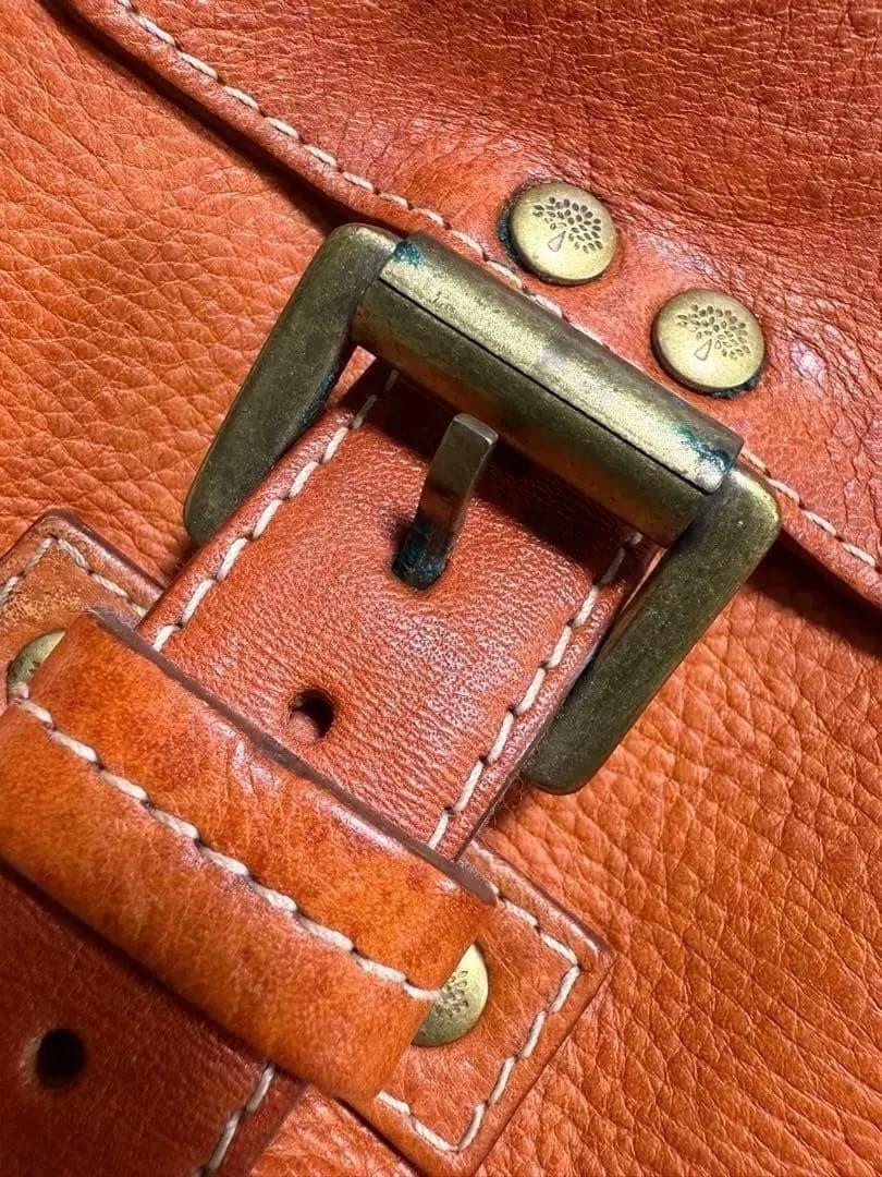 MULBERRY Hand Bag Tote Purse Leather Orange Authentic