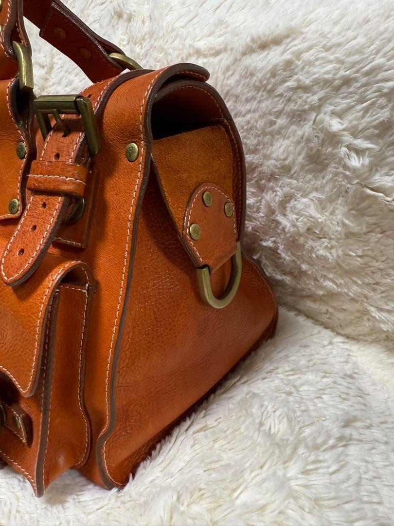 MULBERRY Hand Bag Tote Purse Leather Orange Authentic
