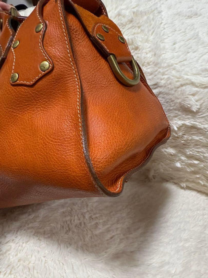MULBERRY Hand Bag Tote Purse Leather Orange Authentic