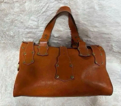 MULBERRY Hand Bag Tote Purse Leather Orange Authentic