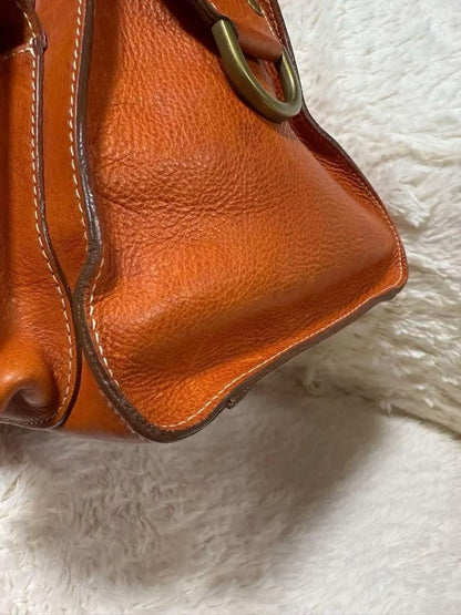 MULBERRY Hand Bag Tote Purse Leather Orange Authentic