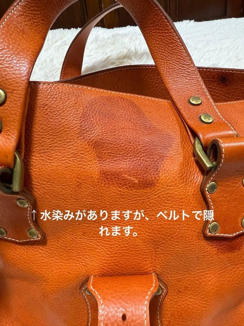 MULBERRY Hand Bag Tote Purse Leather Orange Authentic