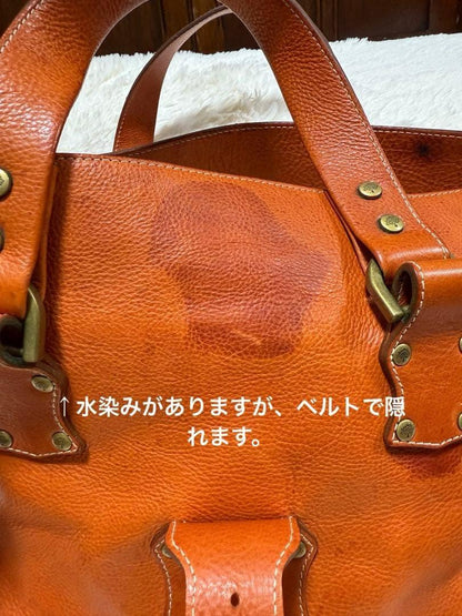 MULBERRY Hand Bag Tote Purse Leather Orange Authentic