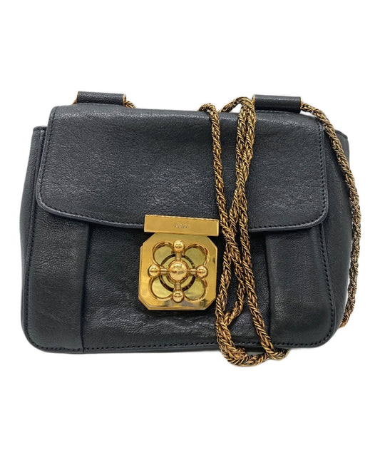 Chloe Shoulder Bag Purse Chain Elsie Leather Black Authentic