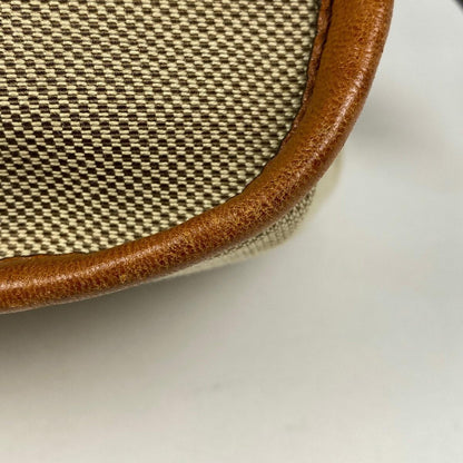 Chloe Hand Bag Tote Purse Logo Canvas Leather Beige Authentic