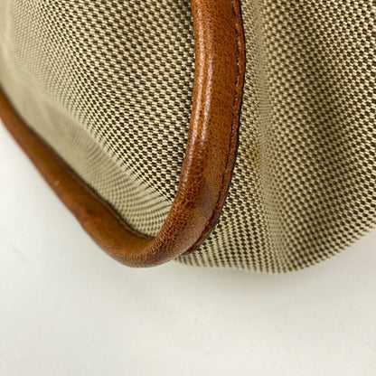 Chloe Hand Bag Tote Purse Logo Canvas Leather Beige Authentic