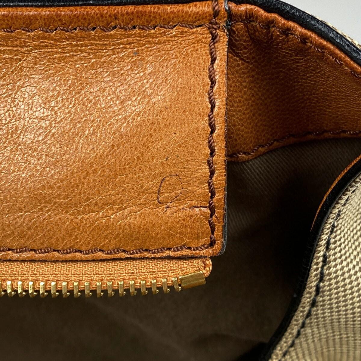 Chloe Hand Bag Tote Purse Logo Canvas Leather Beige Authentic