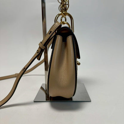 Chloe Hand Shoulder Bag Tote Purse 2way Drew Patent Leather Beige Authentic