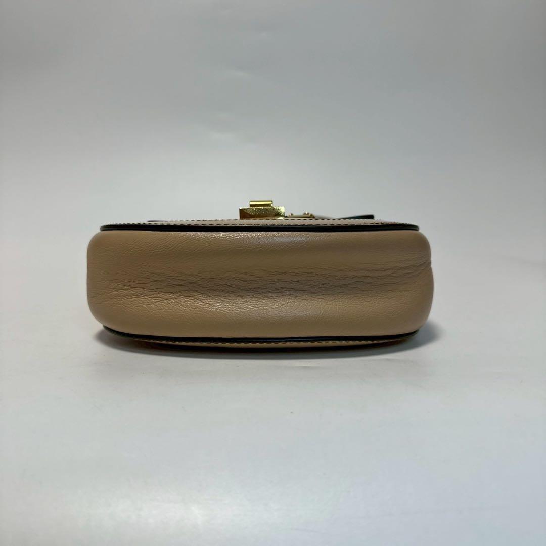 Chloe Hand Shoulder Bag Tote Purse 2way Drew Patent Leather Beige Authentic