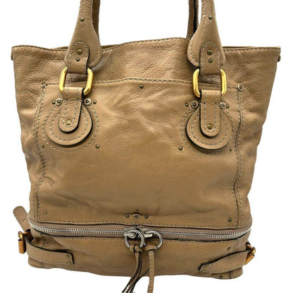 Chloe Hand Bag Tote Purse paddington Leather Beige Authentic
