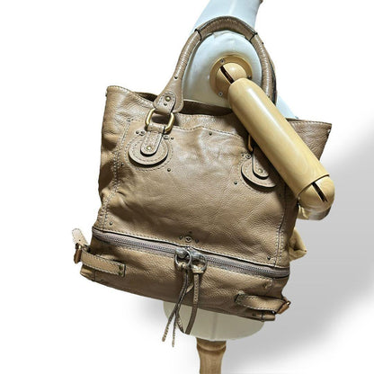 Chloe Hand Bag Tote Purse paddington Leather Beige Authentic