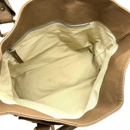 Chloe Hand Bag Tote Purse paddington Leather Beige Authentic