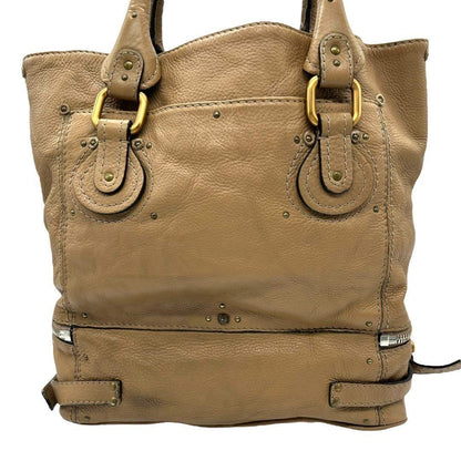Chloe Hand Bag Tote Purse paddington Leather Beige Authentic