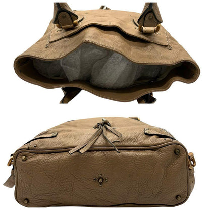 Chloe Hand Bag Tote Purse paddington Leather Beige Authentic