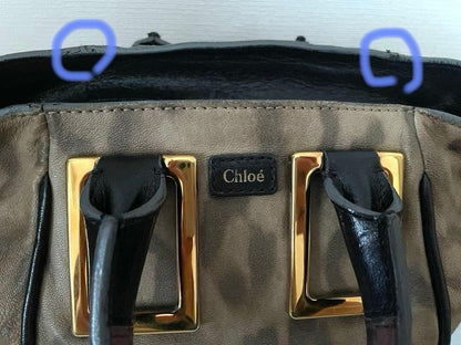 Chloe Hand Shoulder Bag Tote Purse 2way Ethel Leather Canvas Beige Brown Auth