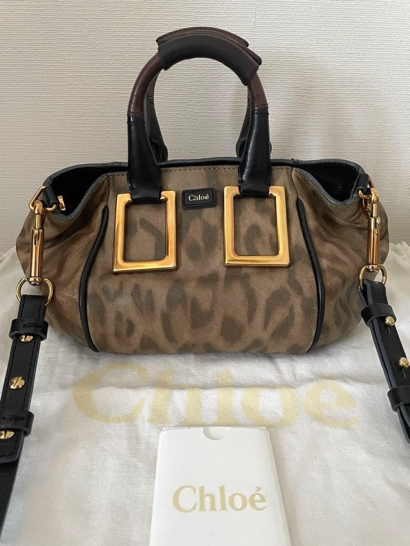 Chloe Hand Shoulder Bag Tote Purse 2way Ethel Leather Canvas Beige Brown Auth