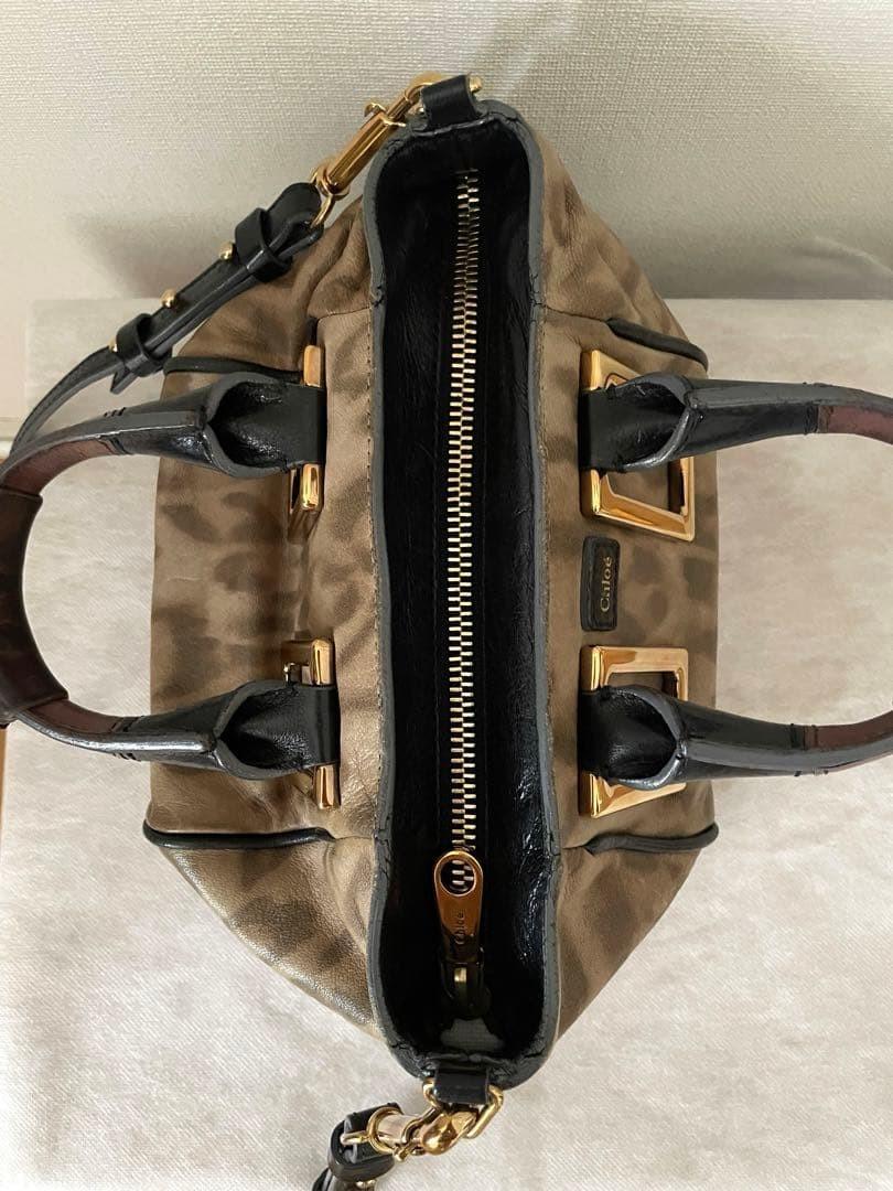 Chloe Hand Shoulder Bag Tote Purse 2way Ethel Leather Canvas Beige Brown Auth