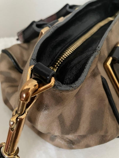 Chloe Hand Shoulder Bag Tote Purse 2way Ethel Leather Canvas Beige Brown Auth