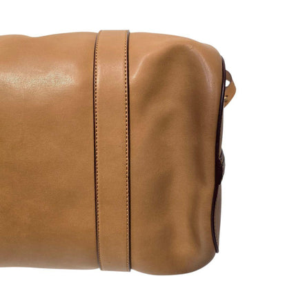 Chloe Mini Boston Bag Hand Tote Purse 2way SAM Leather Camel Authentic