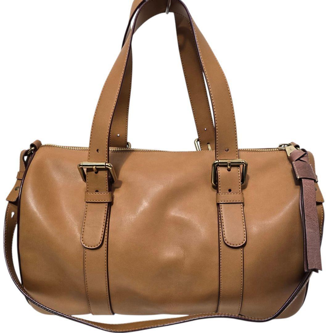 Chloe Mini Boston Bag Hand Tote Purse 2way SAM Leather Camel Authentic
